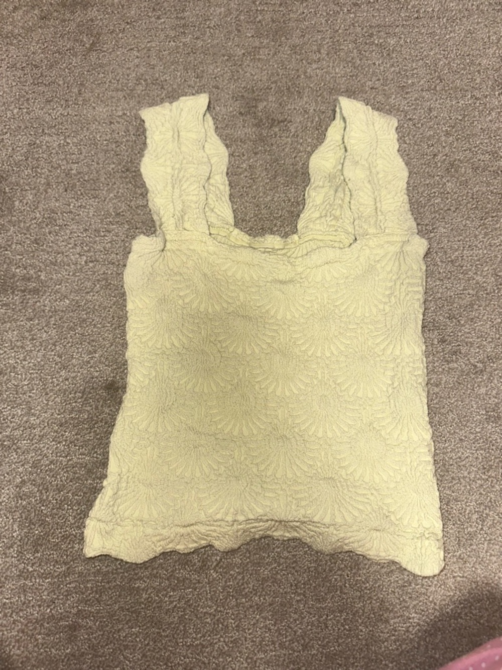 Free People Light Yellow Textured Tank Top